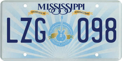 MS license plate LZG098