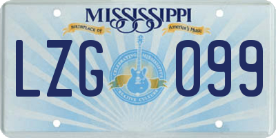 MS license plate LZG099