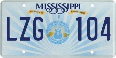MS license plate LZG104