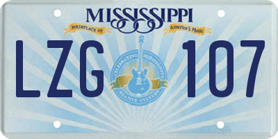 MS license plate LZG107