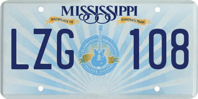 MS license plate LZG108