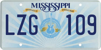 MS license plate LZG109