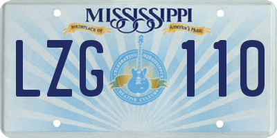 MS license plate LZG110