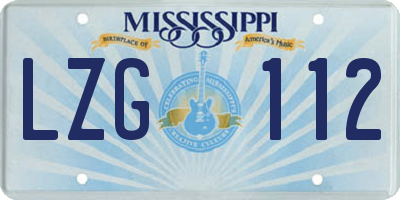 MS license plate LZG112