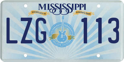 MS license plate LZG113