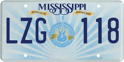 MS license plate LZG118