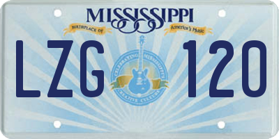 MS license plate LZG120