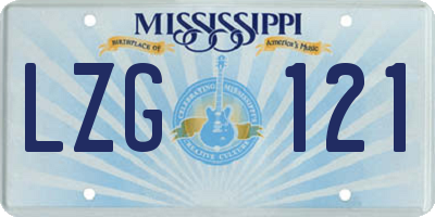 MS license plate LZG121