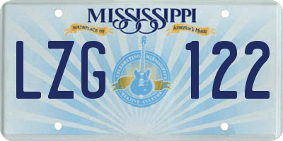 MS license plate LZG122