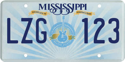 MS license plate LZG123