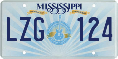 MS license plate LZG124