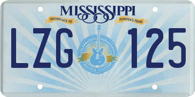 MS license plate LZG125