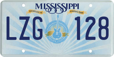 MS license plate LZG128