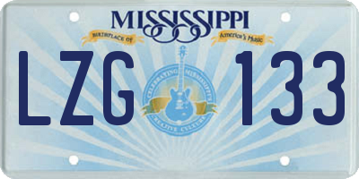 MS license plate LZG133