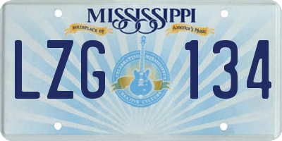 MS license plate LZG134
