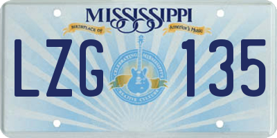MS license plate LZG135