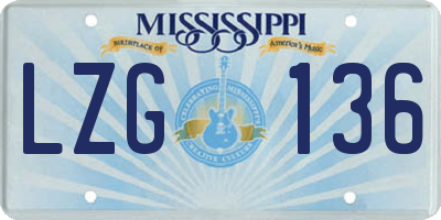MS license plate LZG136