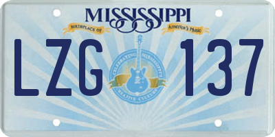 MS license plate LZG137