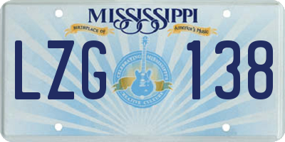 MS license plate LZG138