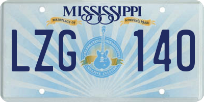 MS license plate LZG140