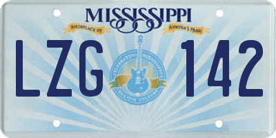 MS license plate LZG142