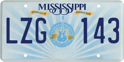 MS license plate LZG143