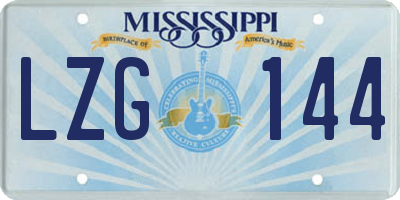 MS license plate LZG144