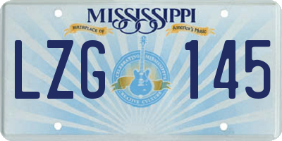 MS license plate LZG145