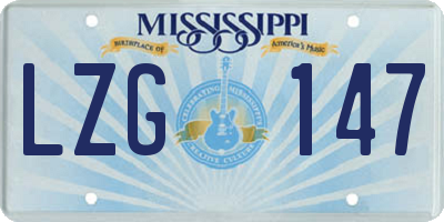 MS license plate LZG147