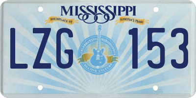 MS license plate LZG153