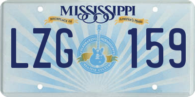 MS license plate LZG159