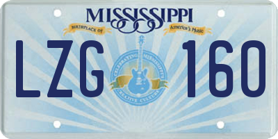 MS license plate LZG160