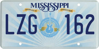MS license plate LZG162
