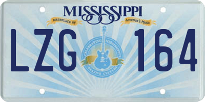 MS license plate LZG164