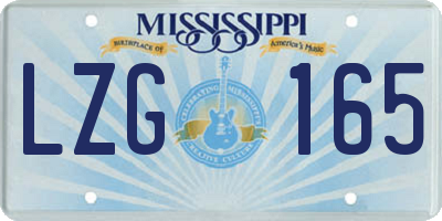 MS license plate LZG165