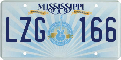 MS license plate LZG166