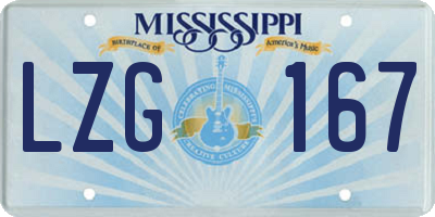 MS license plate LZG167