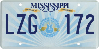 MS license plate LZG172
