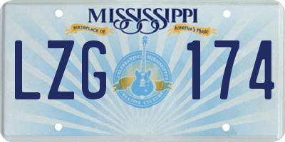 MS license plate LZG174