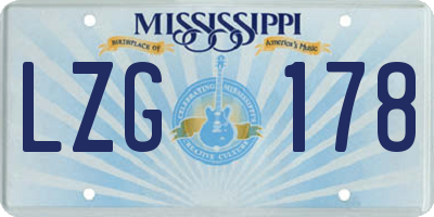 MS license plate LZG178