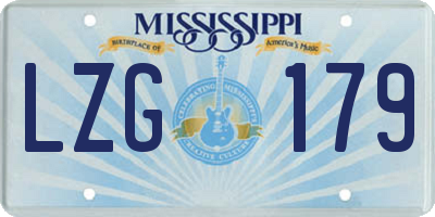 MS license plate LZG179