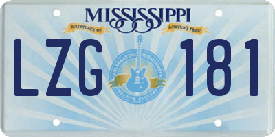 MS license plate LZG181