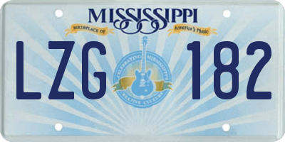 MS license plate LZG182