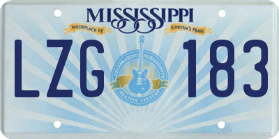 MS license plate LZG183