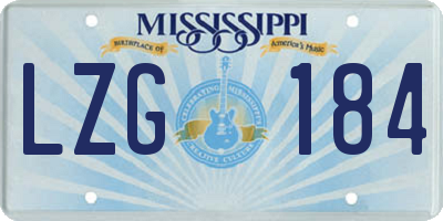 MS license plate LZG184