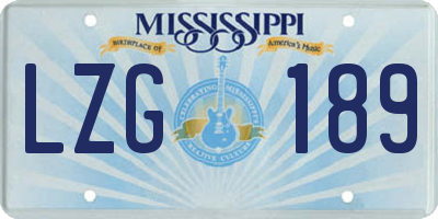 MS license plate LZG189