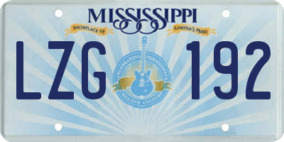MS license plate LZG192