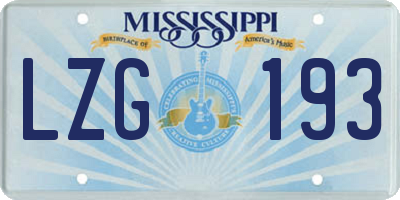 MS license plate LZG193