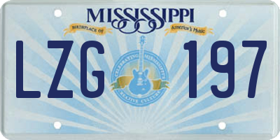 MS license plate LZG197