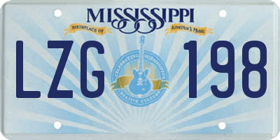 MS license plate LZG198